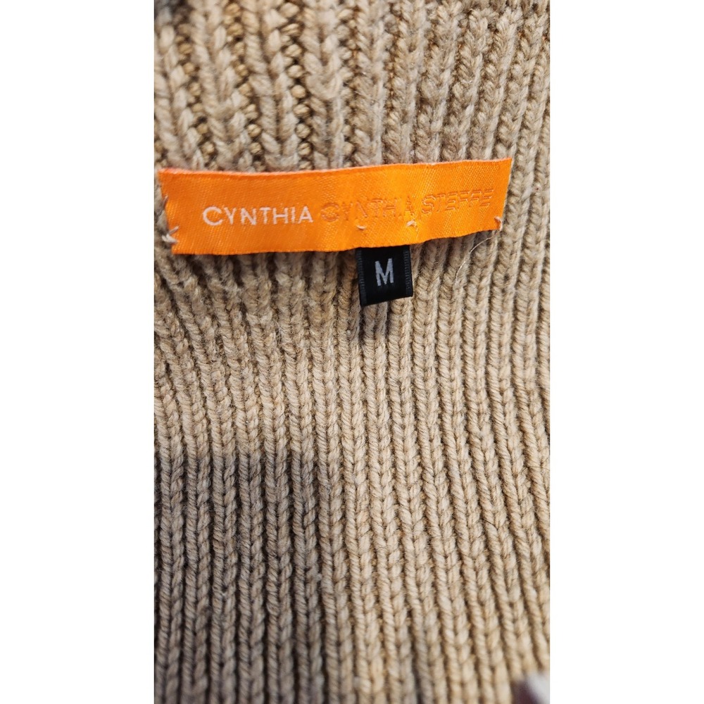 Cynthia Steffe Rabbit Fur Knit Back Vest Size Medium Tan Beige Zip Front - Picture 8 of 13